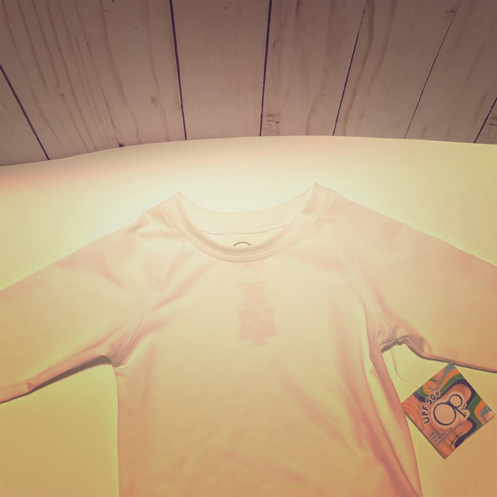 Boys White Long Sleeve Rashguard Swim Shirt